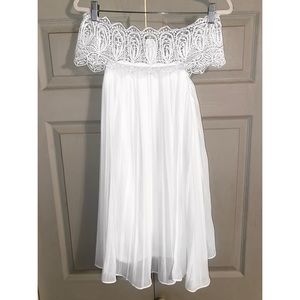 White off the shoulder babydoll dress size 4